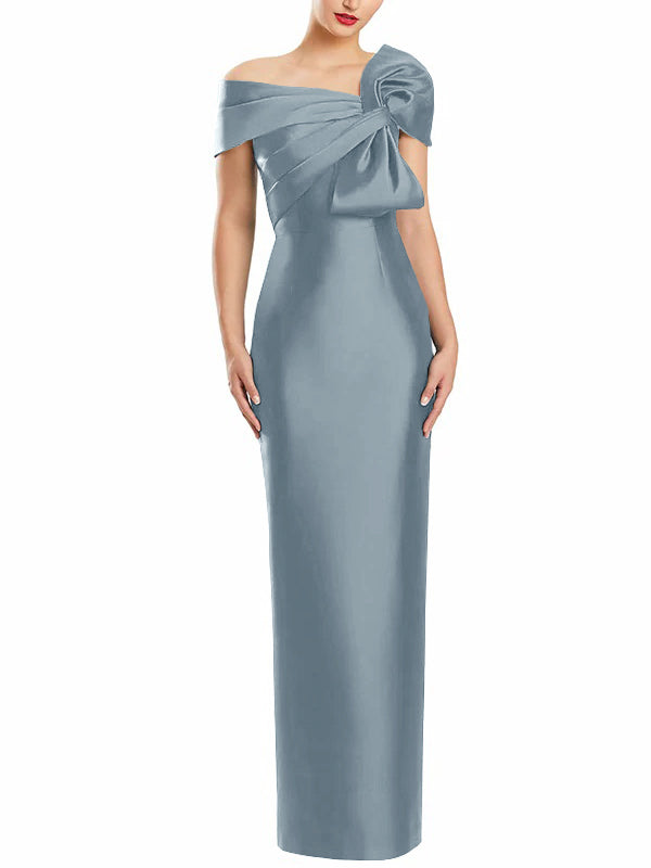 Robe de Mère de la Mariée Fourreau/Colonne à Une Épaule et Longueur Au Sol avec Nœud