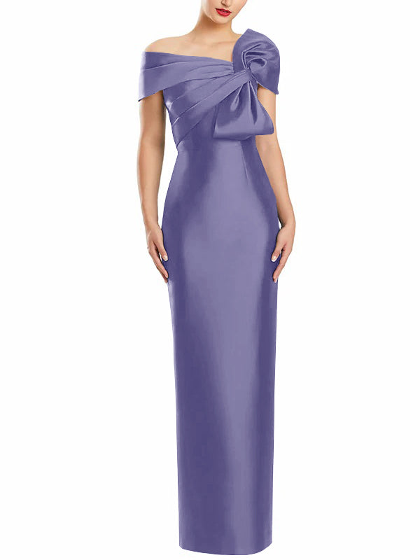 Robe de Mère de la Mariée Fourreau/Colonne à Une Épaule et Longueur Au Sol avec Nœud