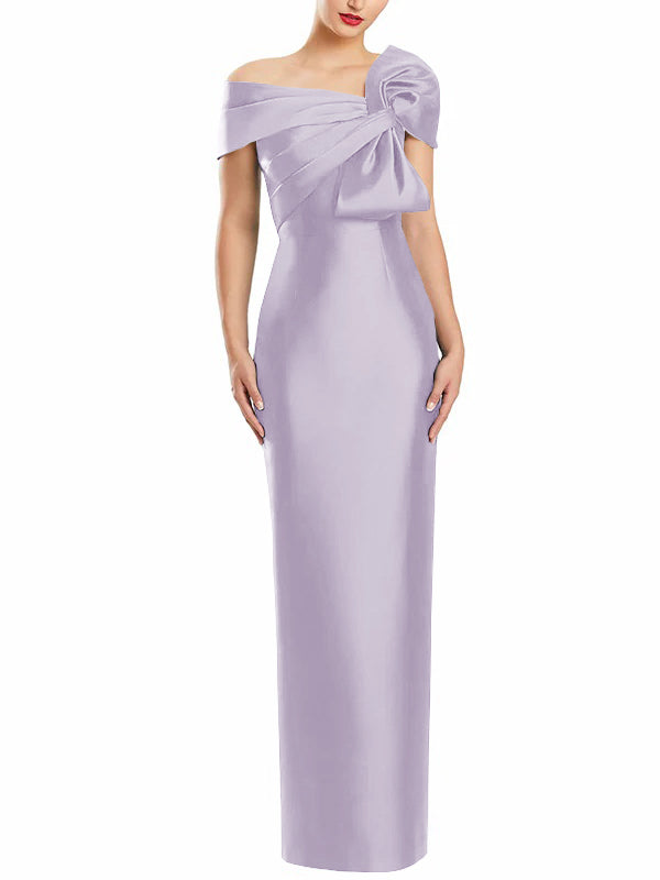Robe de Mère de la Mariée Fourreau/Colonne à Une Épaule et Longueur Au Sol avec Nœud