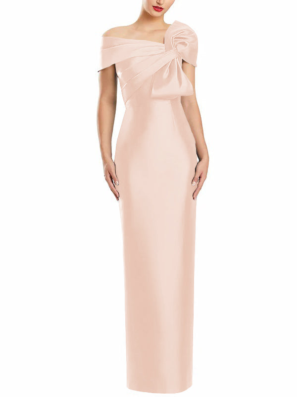Robe de Mère de la Mariée Fourreau/Colonne à Une Épaule et Longueur Au Sol avec Nœud