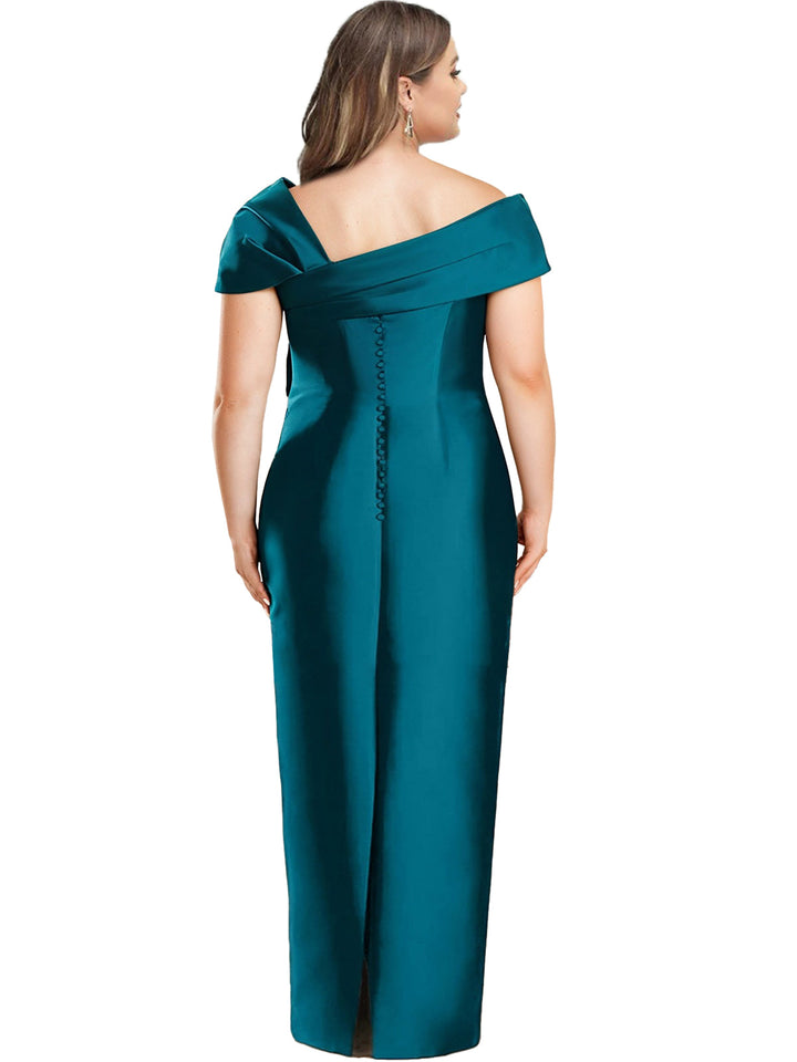 Robe de Mère de la Mariée Fourreau/Colonne à Une Épaule et Longueur Au Sol avec Nœud