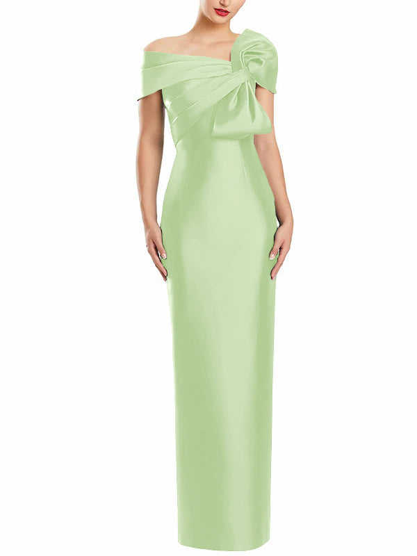 Robe de Mère de la Mariée Fourreau/Colonne à Une Épaule et Longueur Au Sol avec Nœud