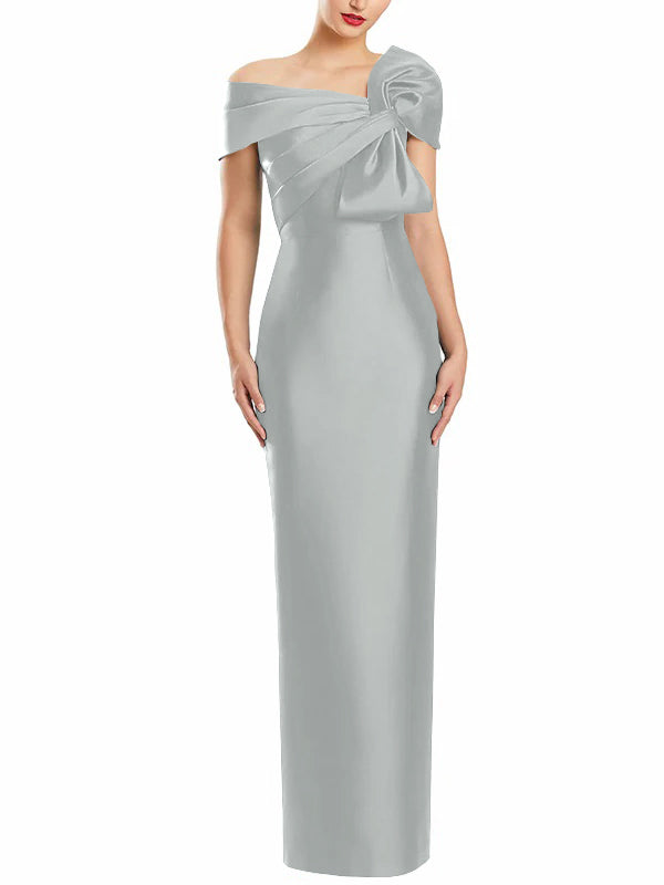 Robe de Mère de la Mariée Fourreau/Colonne à Une Épaule et Longueur Au Sol avec Nœud
