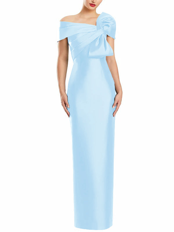 Robe de Mère de la Mariée Fourreau/Colonne à Une Épaule et Longueur Au Sol avec Nœud