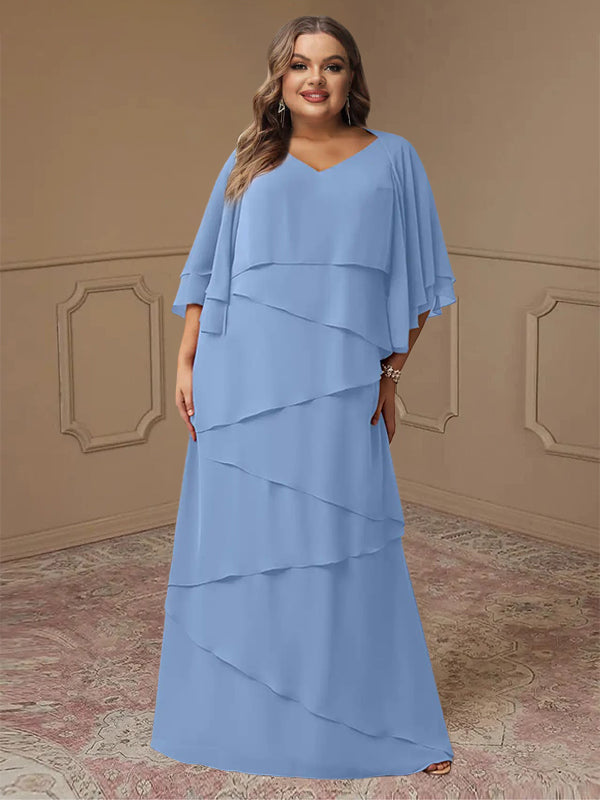 Gaine/Colonne Col en V Plus Taille Robes Mère de La Mariée avec veste