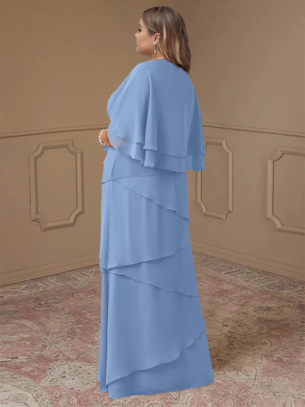 Gaine/Colonne Col en V Plus Taille Robes Mère de La Mariée avec veste