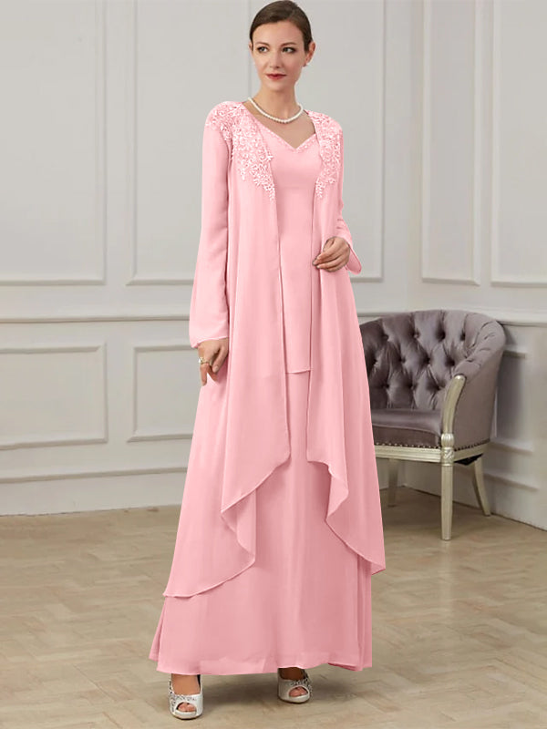 Robes de Mère de la Mariée Coupe A-Line/Princess à Col en V et Longueur Au Sol