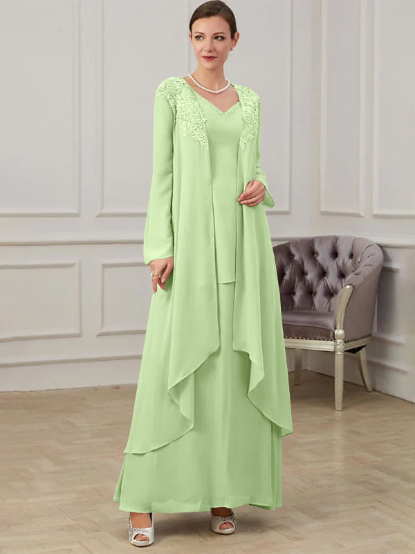 Robes de Mère de la Mariée Coupe A-Line/Princess à Col en V et Longueur Au Sol