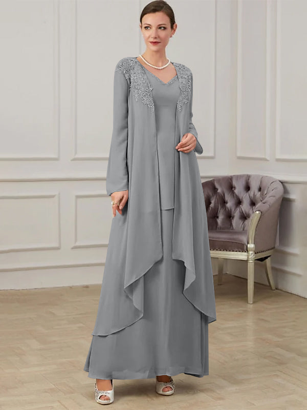 Robes de Mère de la Mariée Coupe A-Line/Princess à Col en V et Longueur Au Sol