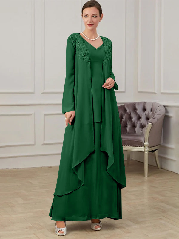 Robes de Mère de la Mariée Coupe A-Line/Princess à Col en V et Longueur Au Sol