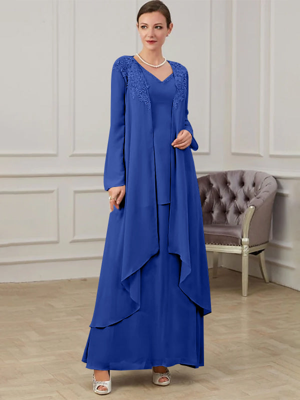 Robes de Mère de la Mariée Coupe A-Line/Princess à Col en V et Longueur Au Sol