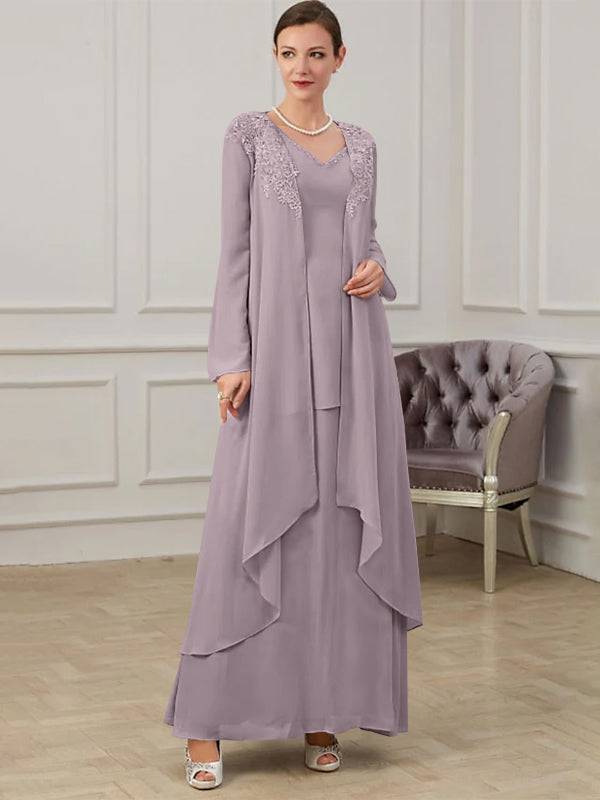 Robes de Mère de la Mariée Coupe A-Line/Princess à Col en V et Longueur Au Sol