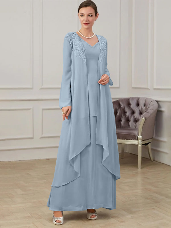 Robes de Mère de la Mariée Coupe A-Line/Princess à Col en V et Longueur Au Sol