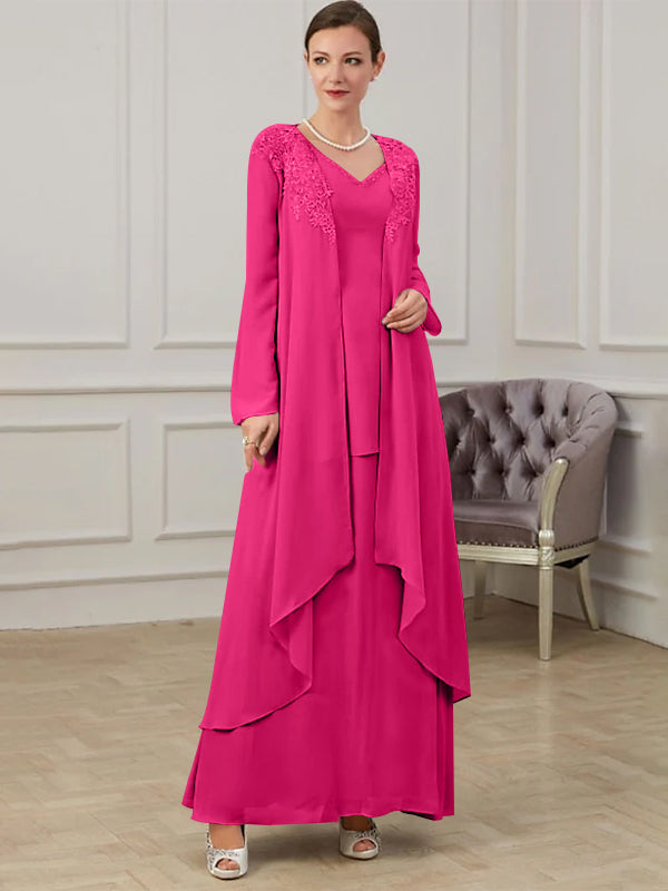 Robes de Mère de la Mariée Coupe A-Line/Princess à Col en V et Longueur Au Sol