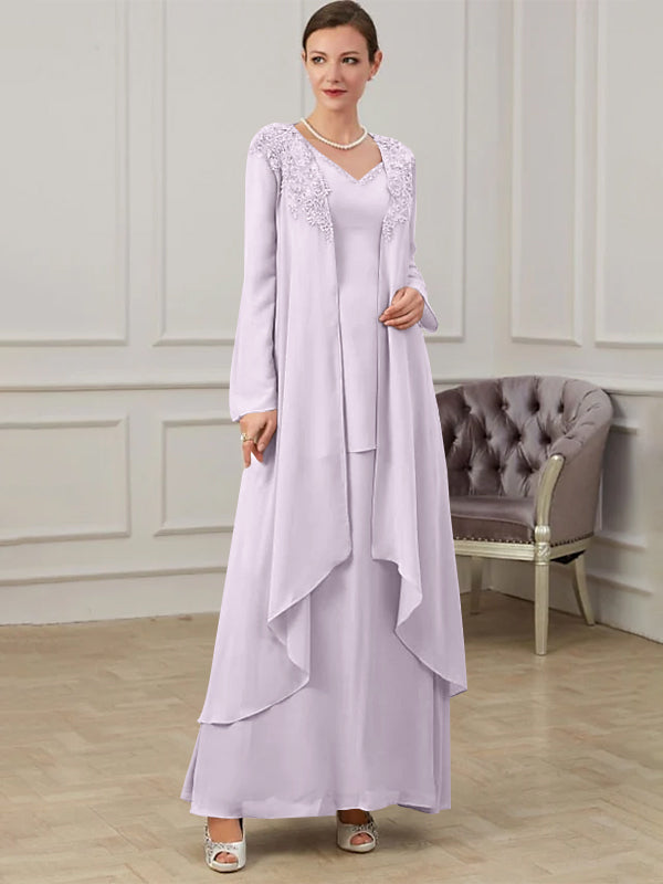 Robes de Mère de la Mariée Coupe A-Line/Princess à Col en V et Longueur Au Sol