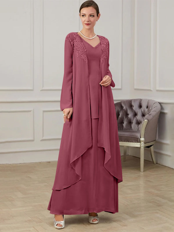 Robes de Mère de la Mariée Coupe A-Line/Princess à Col en V et Longueur Au Sol
