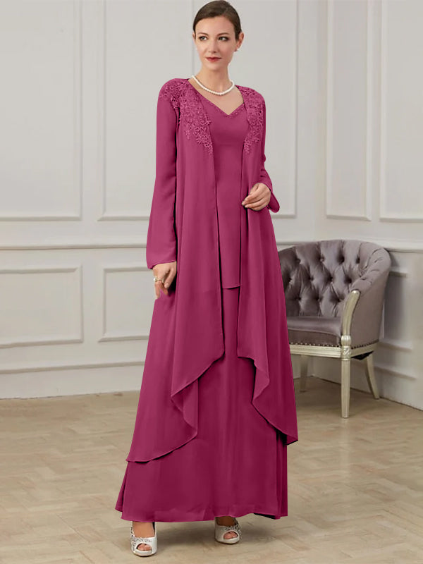 Robes de Mère de la Mariée Coupe A-Line/Princess à Col en V et Longueur Au Sol