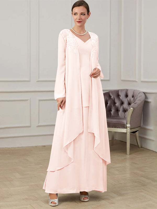 Robes de Mère de la Mariée Coupe A-Line/Princess à Col en V et Longueur Au Sol
