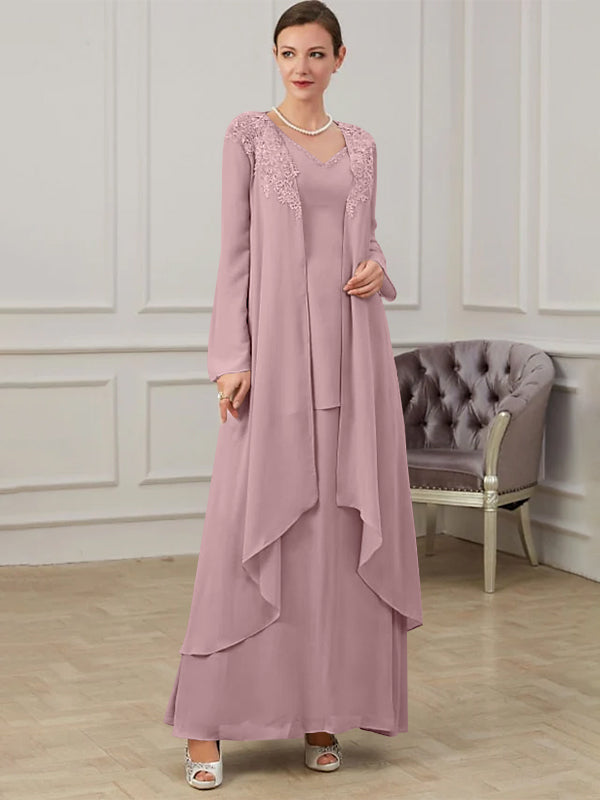 Robes de Mère de la Mariée Coupe A-Line/Princess à Col en V et Longueur Au Sol