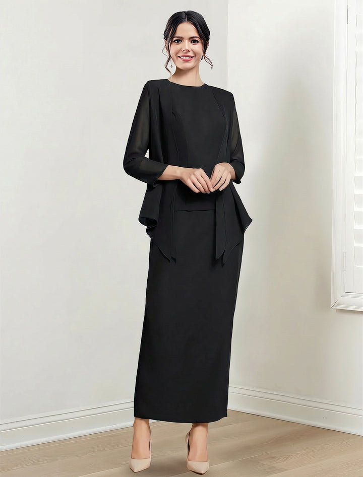 Robes de Mère de la Mariée Fourreau/Colonne à Col Bijou et Longueur Cheville