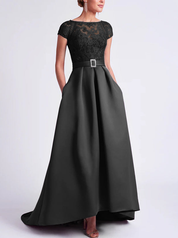 Robes de Mère de la Mariée Asymétriques à Manches Courtes et Coupe Princesse