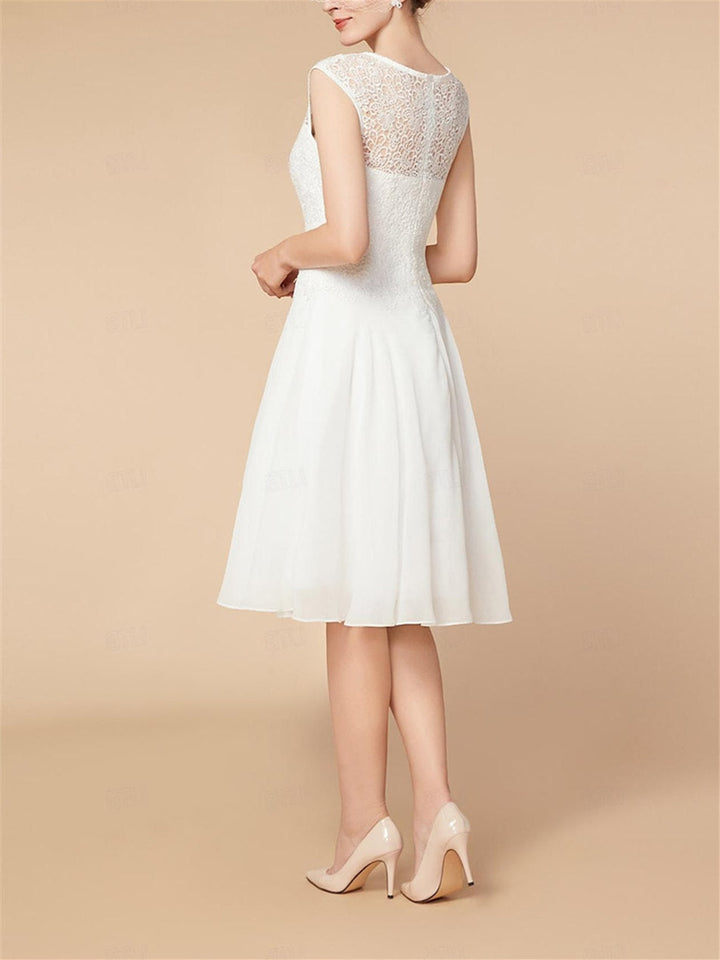 Robe de Mère de la Mariée Coupe A-Line/Princess à Manches 3/4 et Longueur Genou avec Cache-Cœur