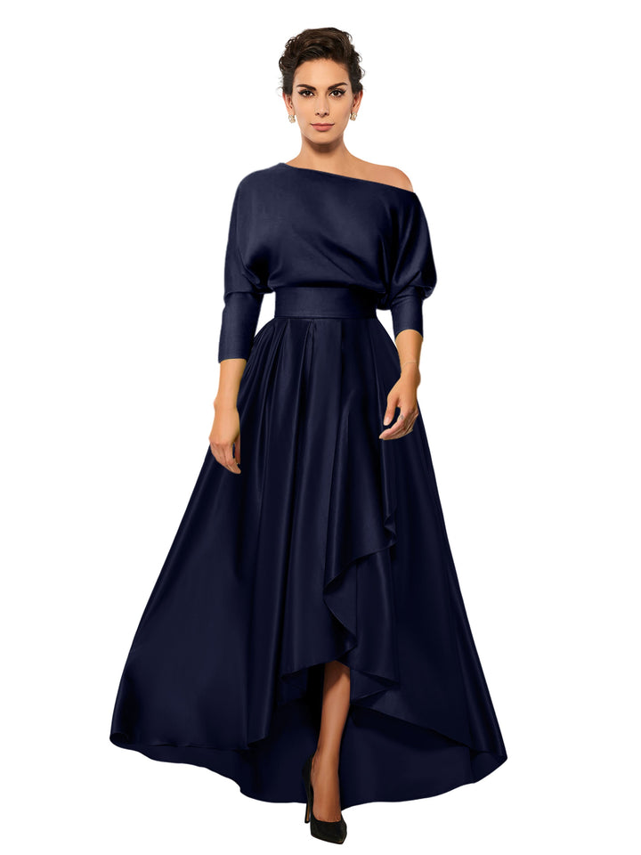Robes de Mère de la Mariée et Du Marié Asymétriques à Une Épaule et à Manches 3/4 de Forme A-Line/Princess