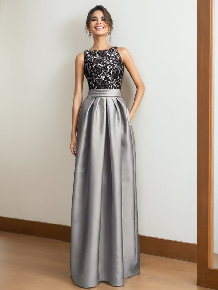 Robe de Mère de la Mariée Plissée Sans Manches à Col en V/Princesse avec Appliques en Dentelle