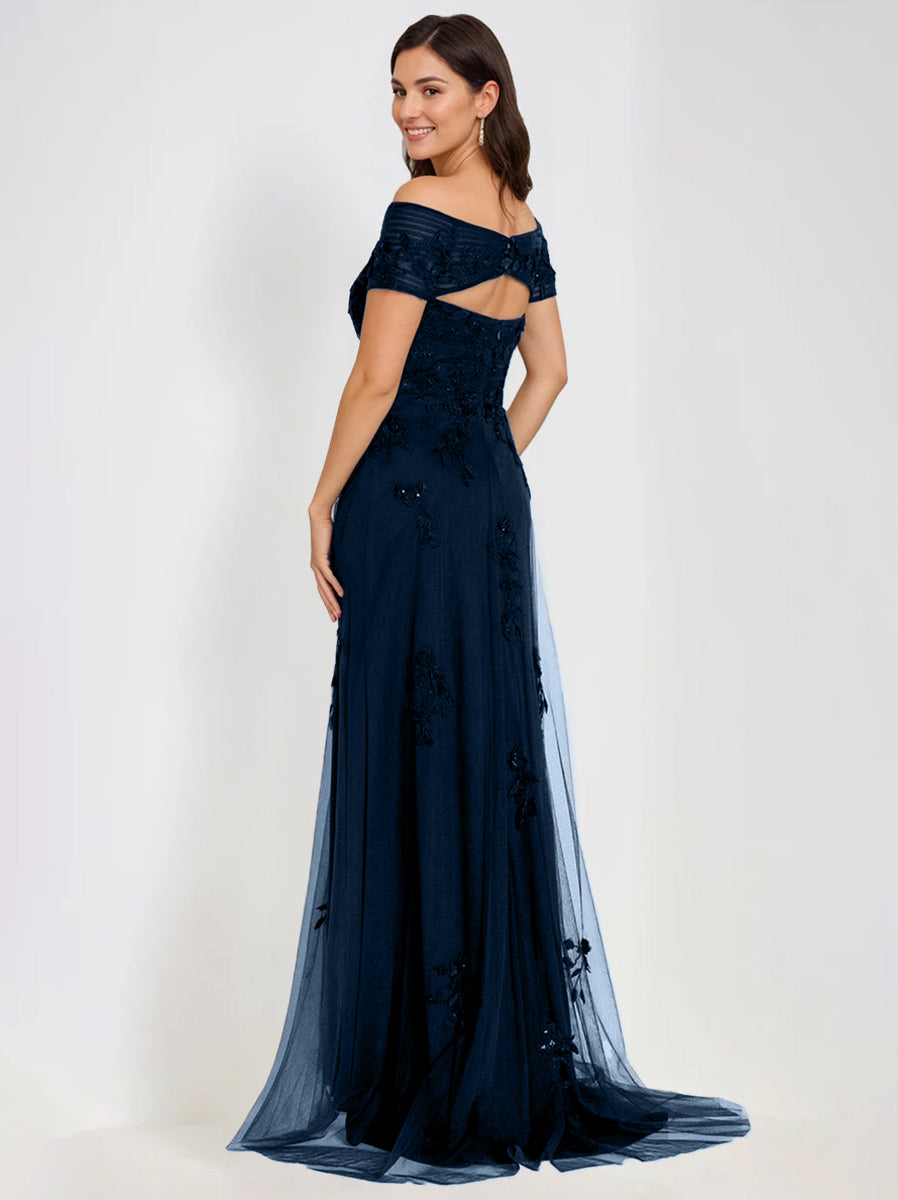 Robes de Mère de la Mariée et Du Marié Sans Manches à Épaules Dénudées et Coupe A-Line avec Appliques