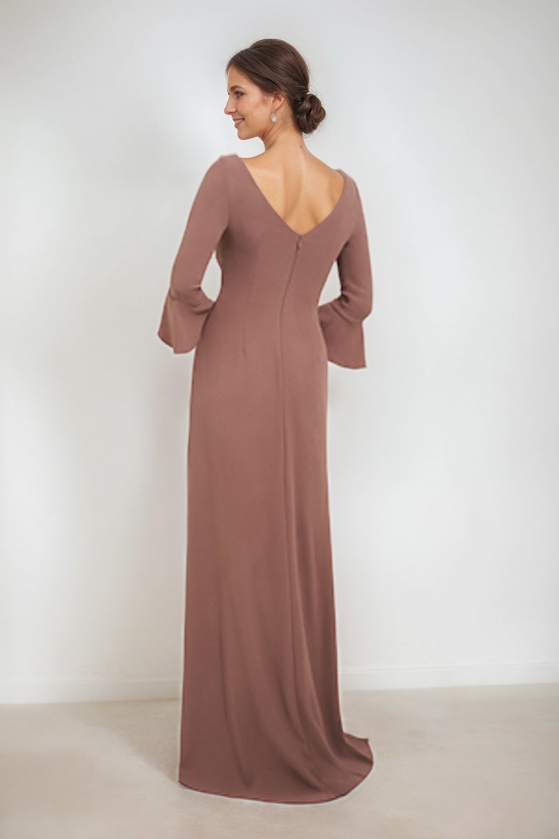Robes de Mère de la Mariée et Du Marié à Encolure Dégagée, Fourreau/Colonne, avec Appliques et Côté Fendu