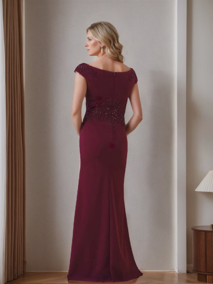Robe de Mère de la Mariée Fourreau/Colonne à Col en V Sans Manches avec Appliques