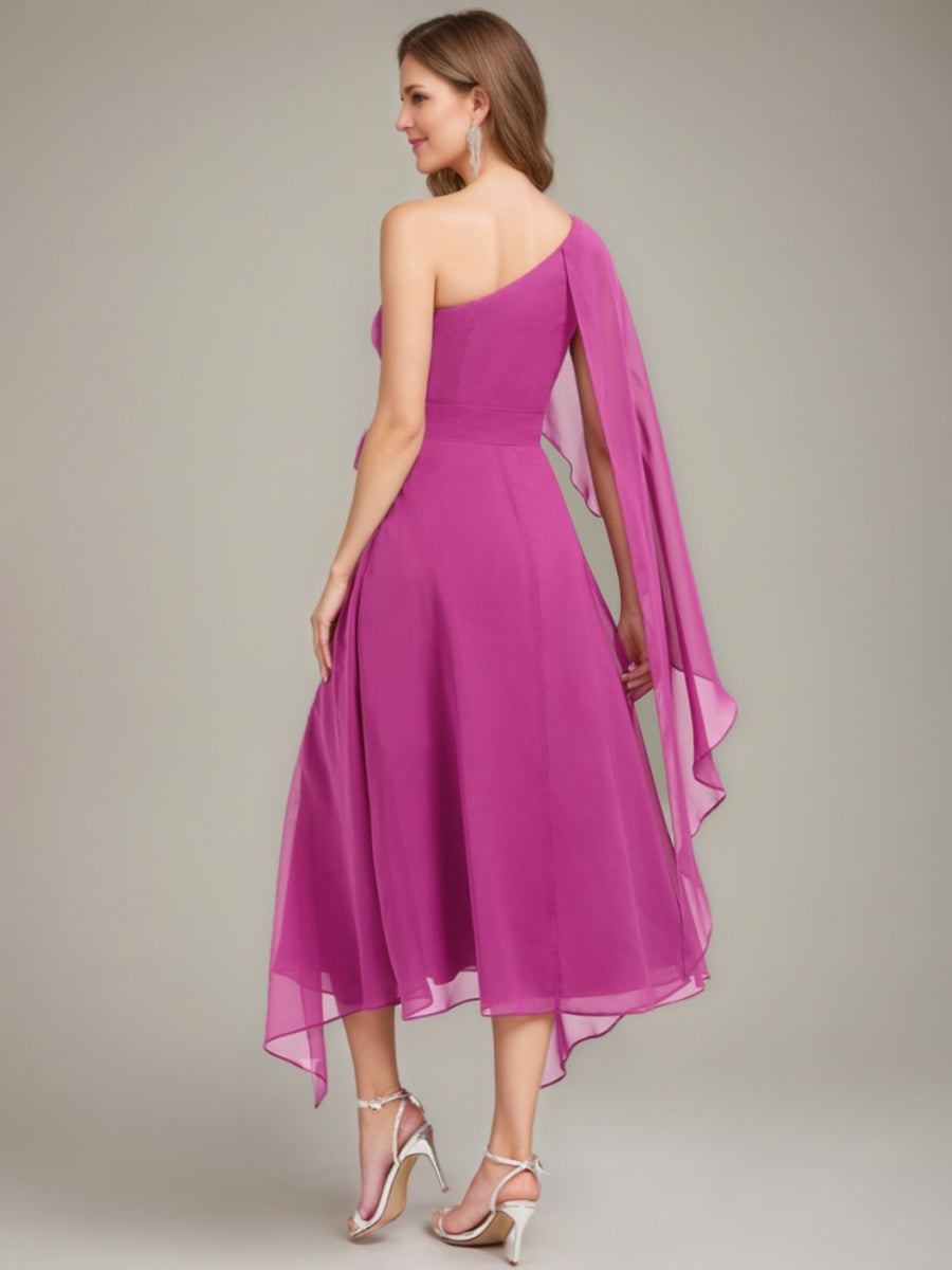 Ligne A/Princesse Une Épaule Asymétrique Ruché Robes Mère de La Mariée avec Bow Ceinture
