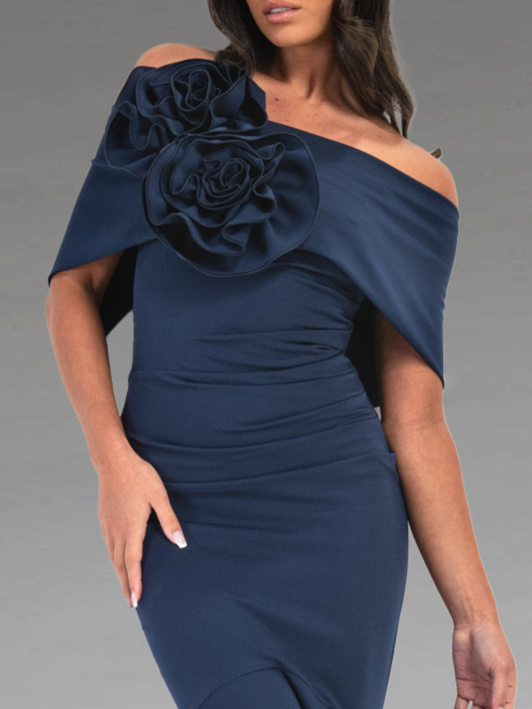 Trompette/Sirène Hors de l'Épaule Robes Mère de La Mariée avec 3D Fleurs