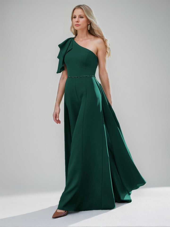 Ligne A/Princesse Une Épaule La Longueur du Sol Robes Mère de La Mariée avec Ceinture & Ruffled Manche