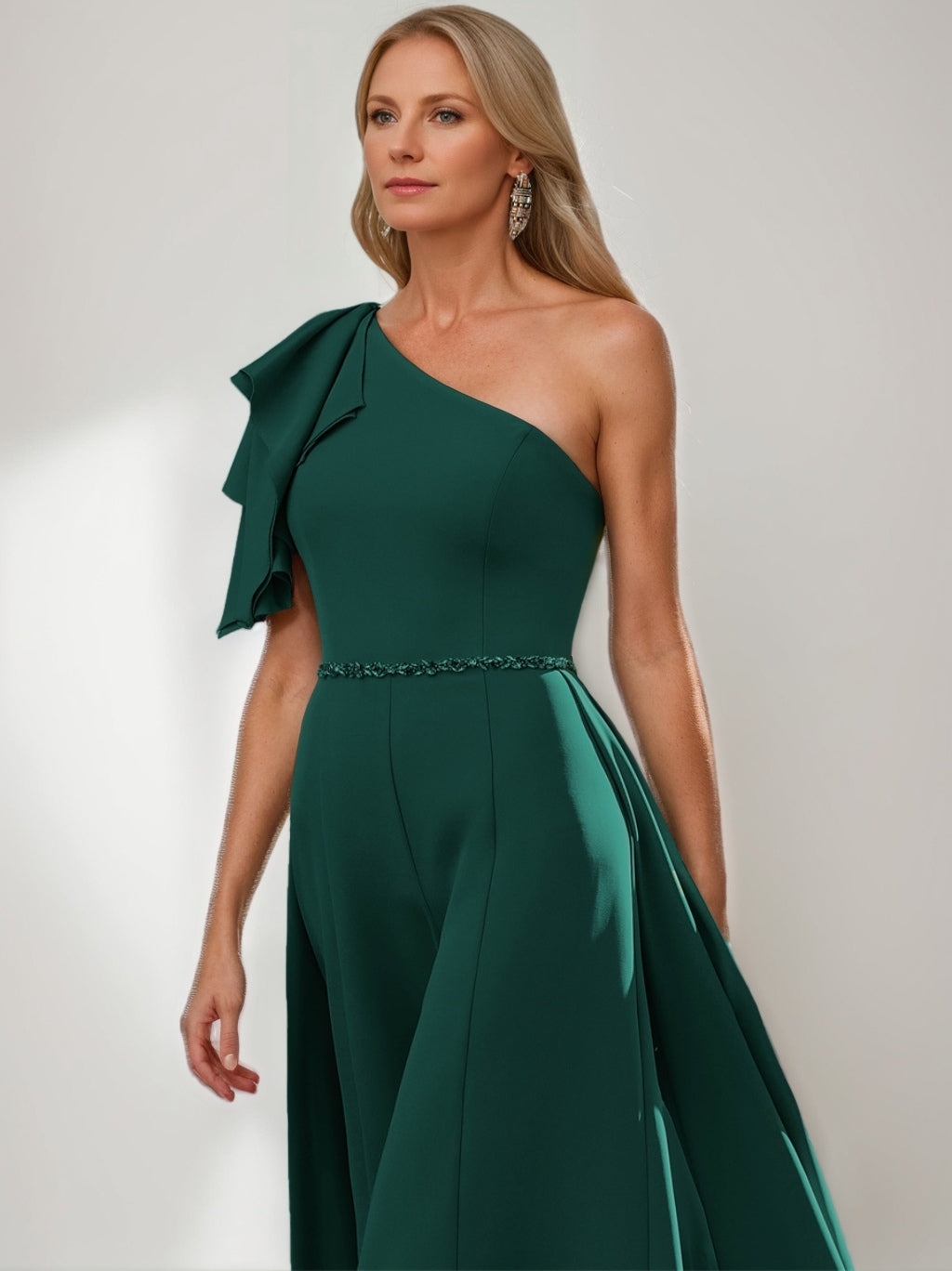 Ligne A/Princesse Une Épaule La Longueur du Sol Robes Mère de La Mariée avec Ceinture & Ruffled Manche