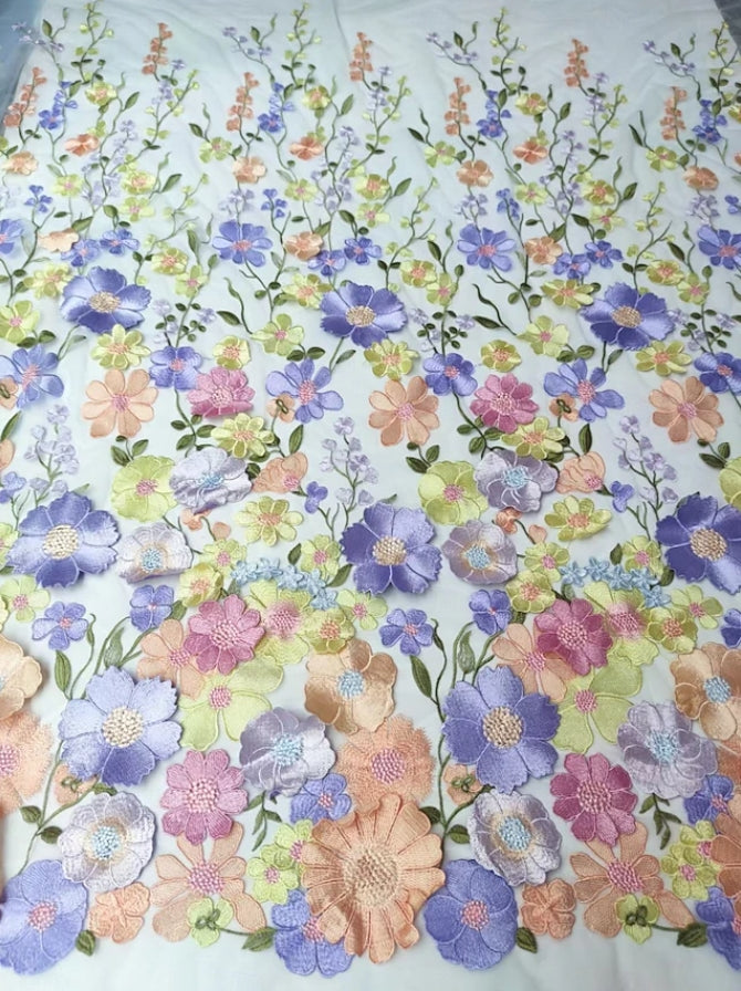 Robe soirée sirène col V, dentelle, broderie florale, manches 3/4, longueur sol