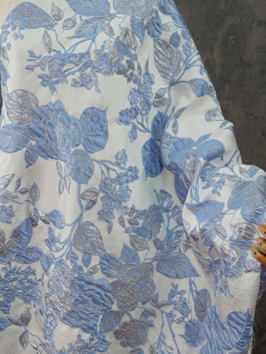 Robe Mère de la Mariée, Taille Plus, Ligne A/Princesse, Col Rond, Jacquard, Manches 3/4, Longueur de la Cheville, Florale