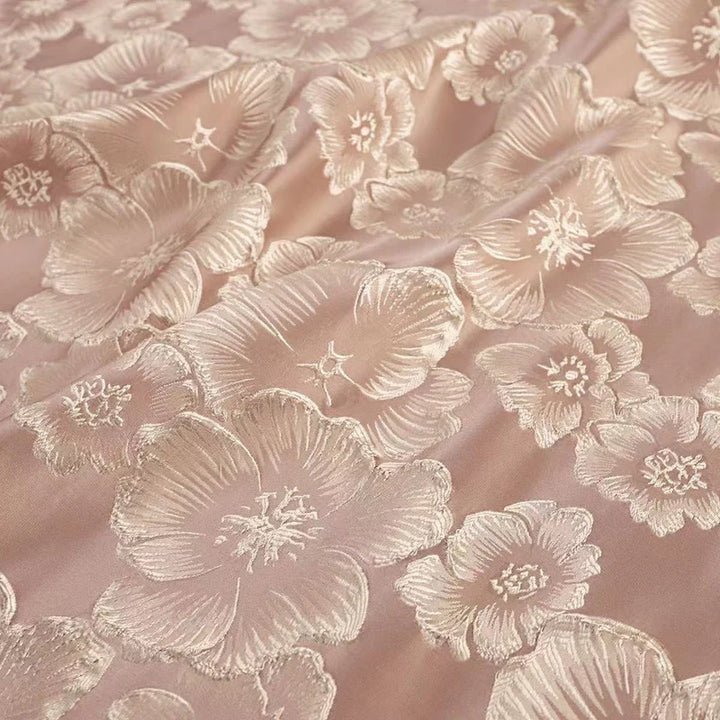 Robe Mère de la Mariée en Jacquard à Col V Ligne A/Princesse Longueur au Sol Florale Manches 3/4