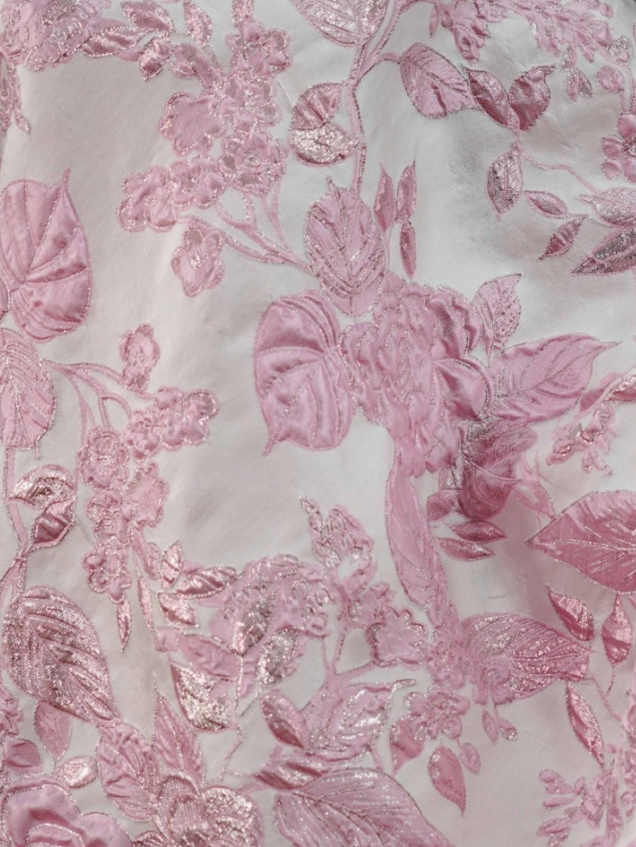 Ligne A/Princesse Col en V Jacquard Robe Cocktail Florale Longueur du Thé Sans Manches Formelle