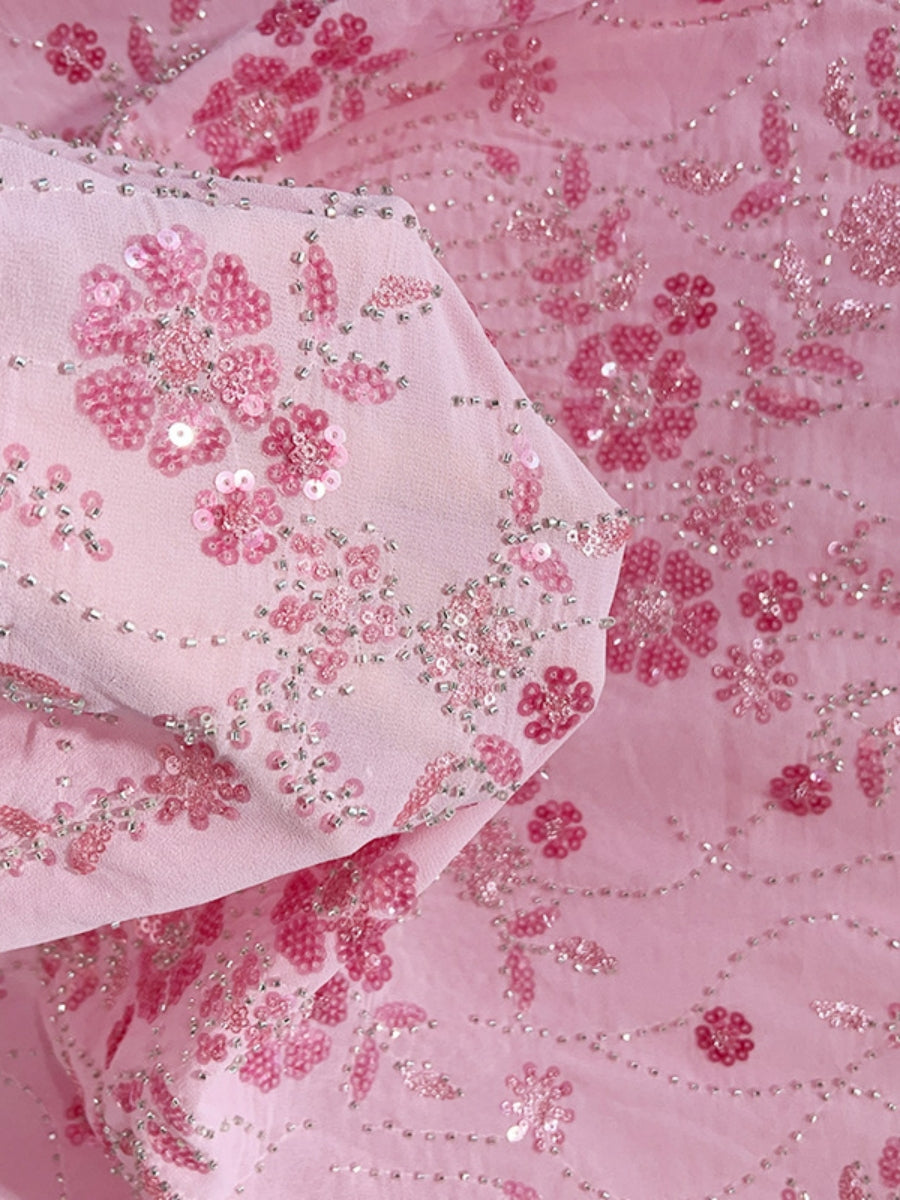 Robe Mère de la Mariée, Forme Droite/Colonne, Col Rond, Paillettes, Dentelle, Manches 3/4, Floral, Longueur à la Cheville