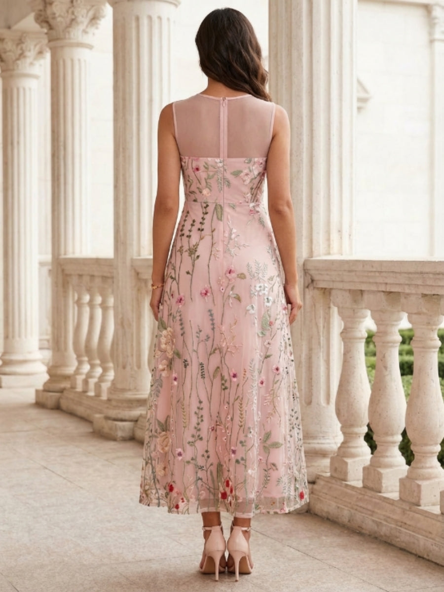Robes pour mère de la mariée, 2 pièces, coupe A ou princesse, col rond en chiffon, avec veste, manches longues, longueur cheville, en dentelle florale