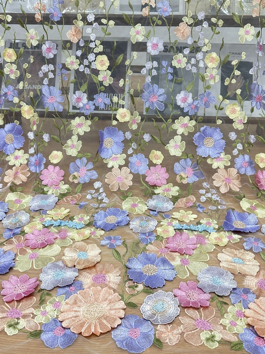 Robe Mère de la Mariée, Forme Droite/Colonne, Col Rond, Mousseline, avec Surjupe, Dentelle, Floral, Manches 3/4, Fente Latérale, Longueur au Sol