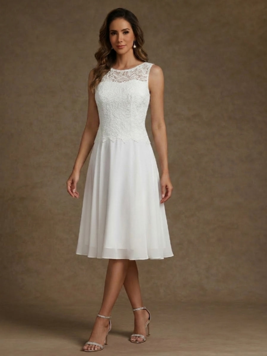 Robe Mère de la Mariée, Ligne A/Princesse, Col Rond, Mousseline, 3/4 Manches, Longueur du Thé, Florale