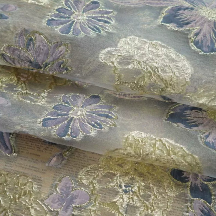 Robe Mère de la Mariée, Ligne A/Princesse, Jacquard, Col en V, Manches 3/4, Longueur du Thé, Florale, avec Ceinture