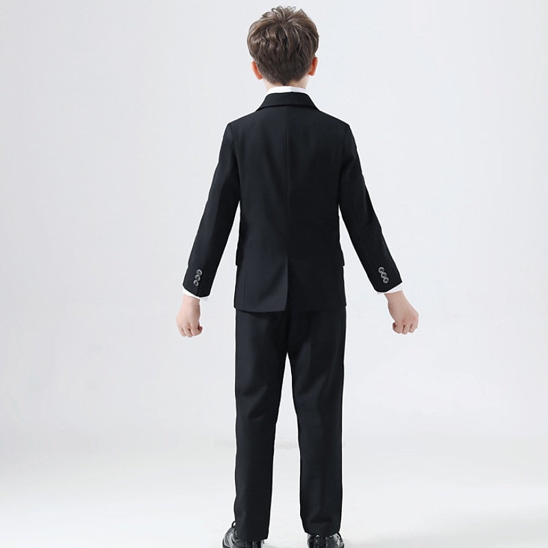 Ensemble de Vêtements pour Garçons, Costume et Blazer, 5 Pièces, Manches Longues, pour Occasions Spéciales, Mariage