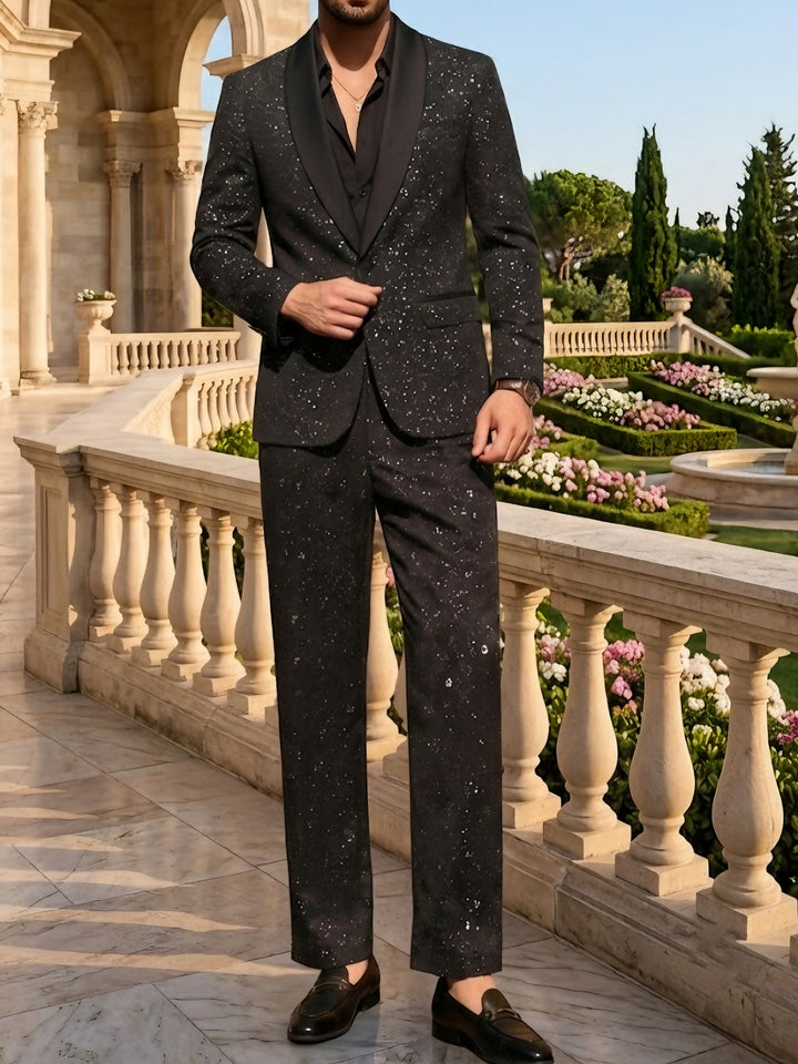 Costume à Paillettes 2 Pièces Simple-Boutonnage Un Bouton Manches Longues pour Hommes
