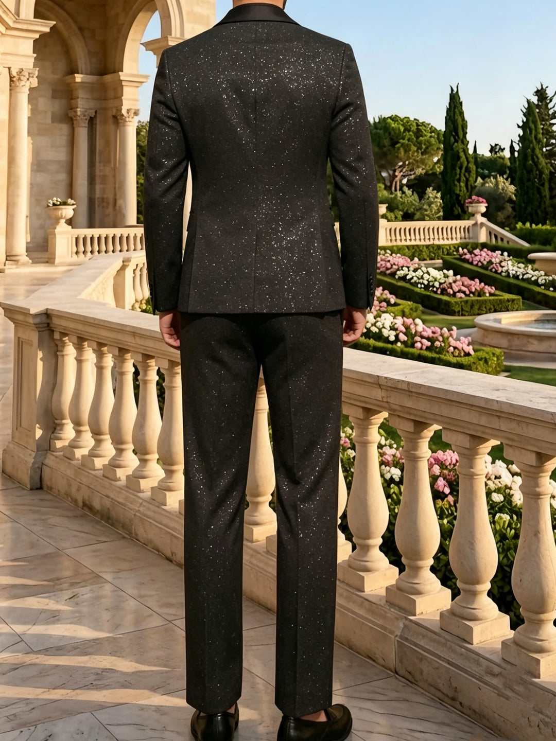 Costume à Paillettes 2 Pièces Simple-Boutonnage Un Bouton Manches Longues pour Hommes