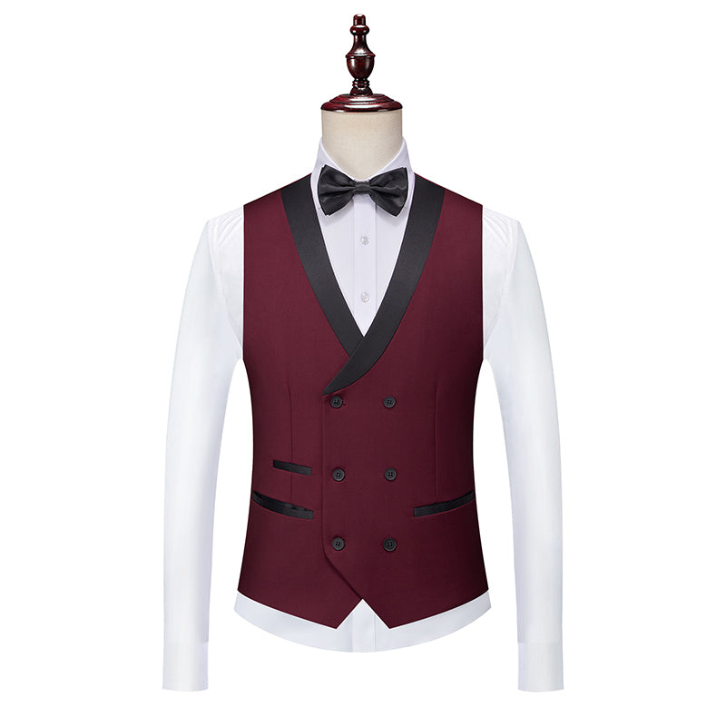 Bordeaux Vert Rose Rouge Bleu Blanc Homme Coupe Ajustée Simple Boutonnage Un Bouton 3 Pièces Couleur Unie Costumes De Mariage