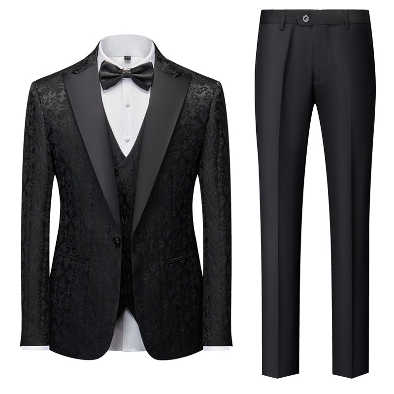 Vert Or Argent Noir Coupe Ajustée Pour Hommes Simple Boutonnage Un Bouton 3 Pièces Imprimé Costumes De Fête De Bal