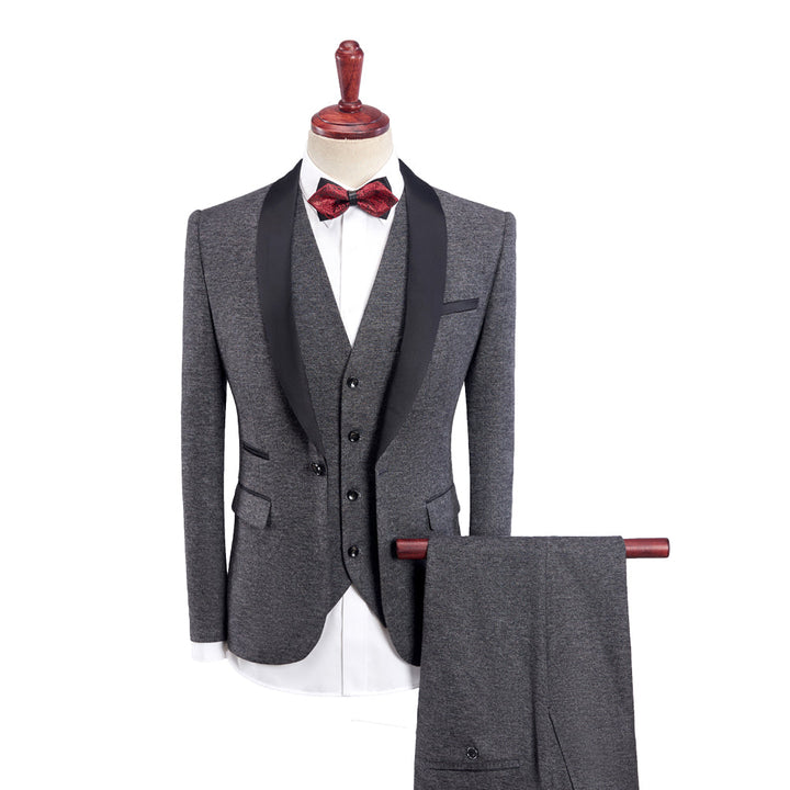 Kaki Bordeaux Bleu Gris Noir Homme Coupe Ajustée Simple Boutonnage Un Bouton 3 Pièces Couleur Unie Costumes De Mariage